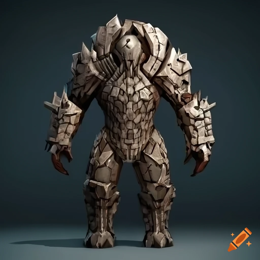 Realistic 3d rendering of an armored golem on Craiyon