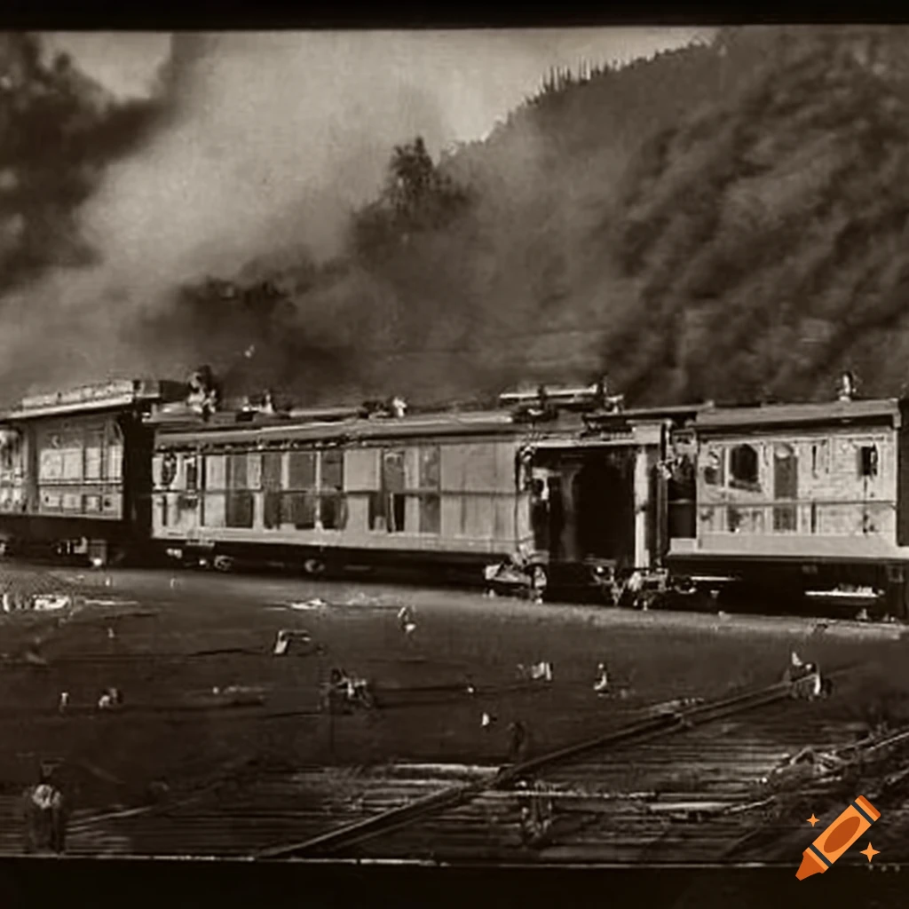 Image depicting the great gold train robbery of 1855 on Craiyon