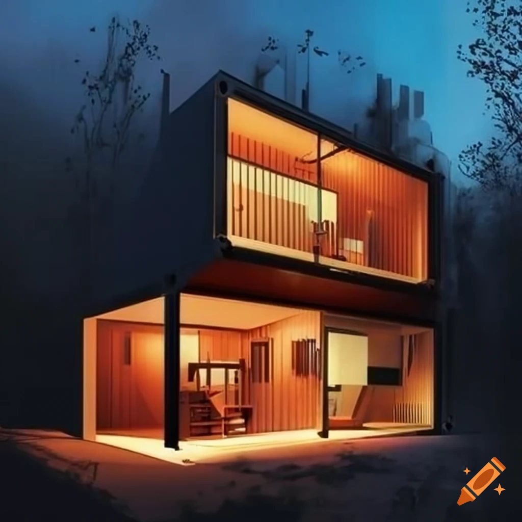 Design of a house made from shipping containers on Craiyon
