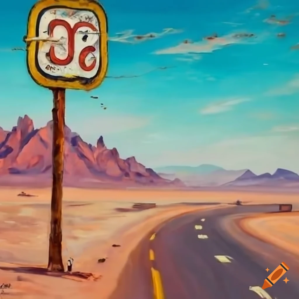 road sign on a desert road