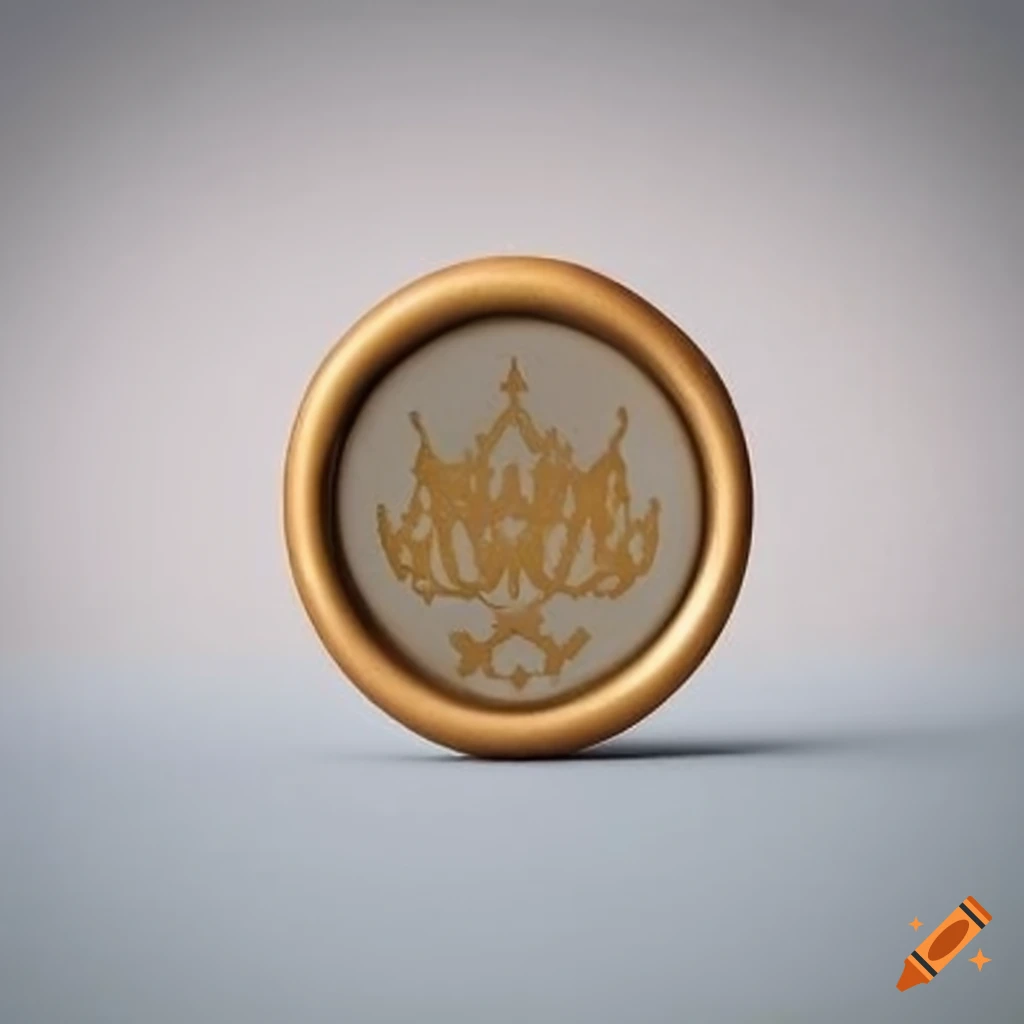 grey wax seal with golden crown emblem