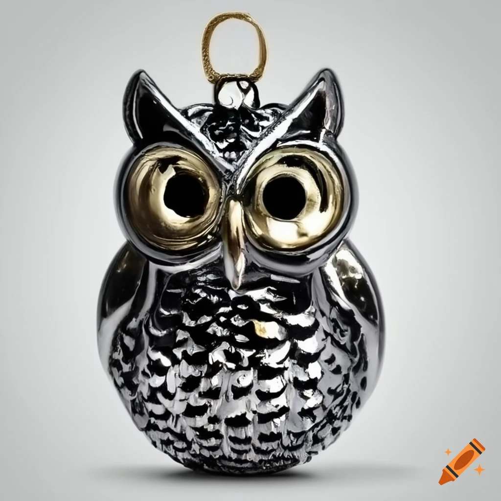 Chrome owl ornament on Craiyon