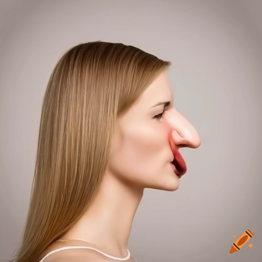 detailed portrait of a woman with a unique nose