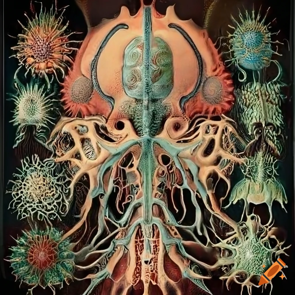 Ernst Haeckel style illustration of alien anatomy