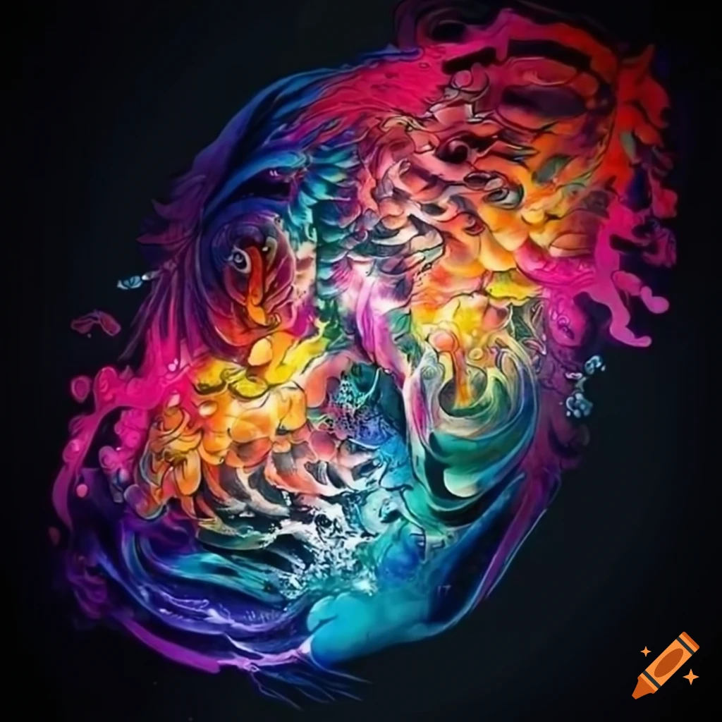 tattoo art of two koi fish forming infinity symbol
