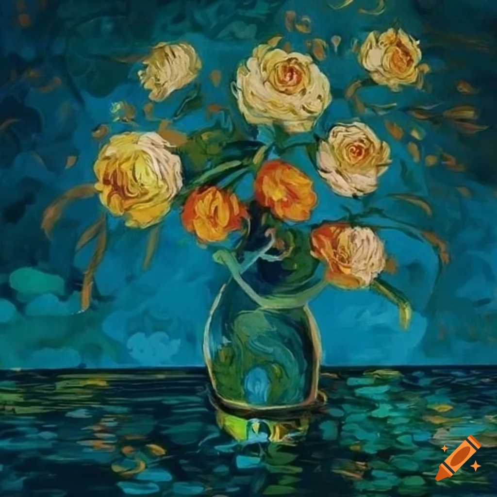 unique Van Gogh style flowers pattern for wall art
