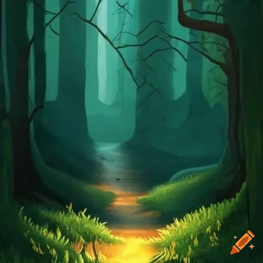 chemin étroit en forêt avec une lumière tamisée