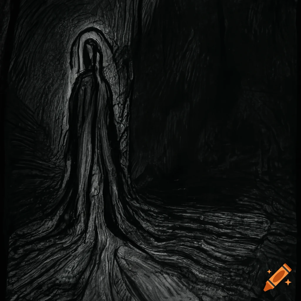 mysterious figure in a dark forest at night