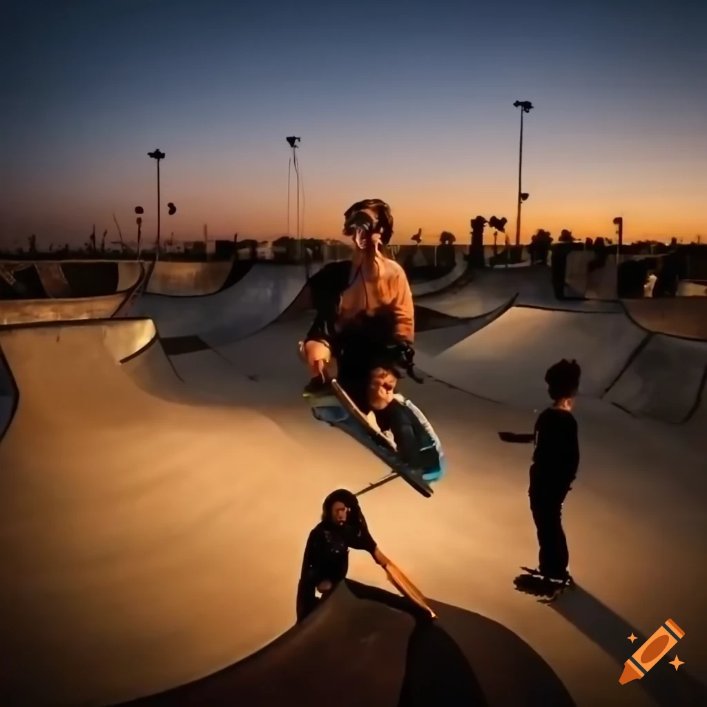 sunset at Venice Beach Skatepark in Los Angeles
