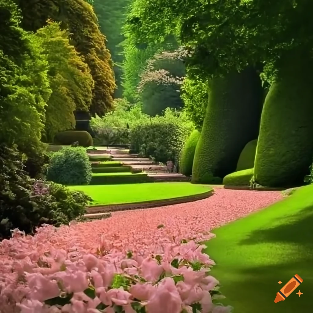 photograph of a blooming English garden