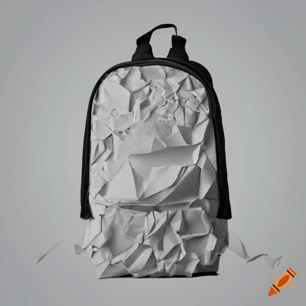 creative mock-up of a crushed paper backpack