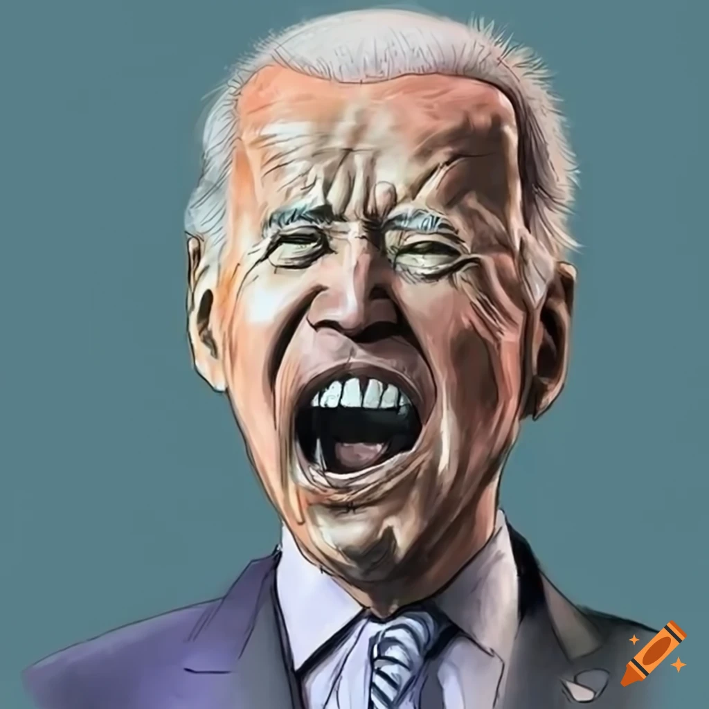 cartoon illustration of Joe Biden yawning