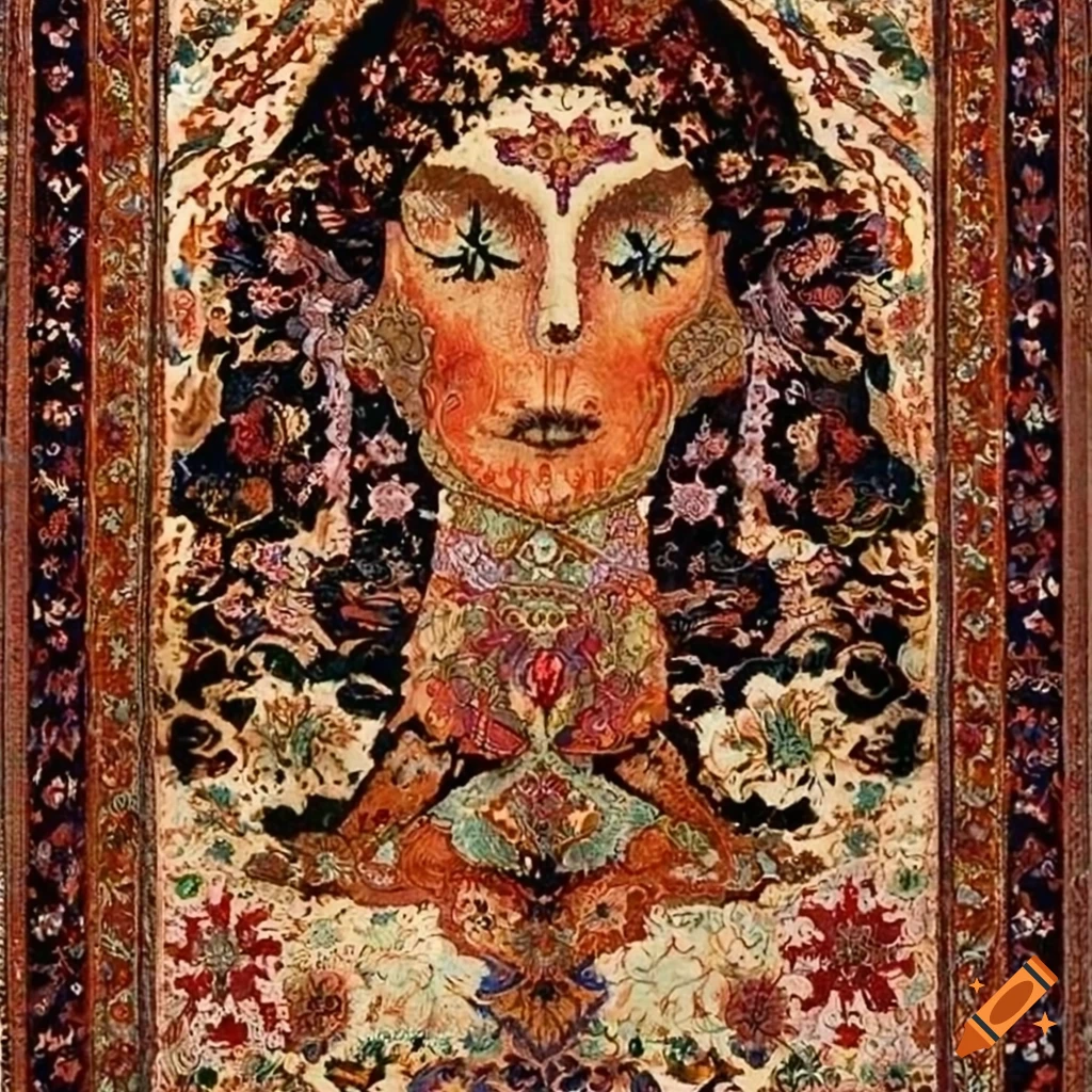artistic mug with Persian silk carpet design