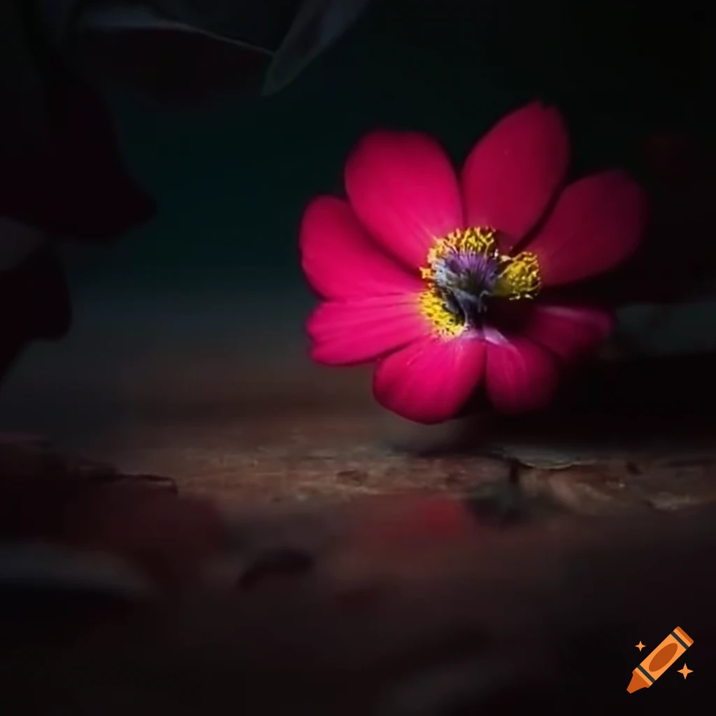 vibrant flower in a post-apocalyptic setting