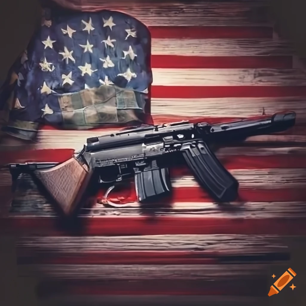American flag with rifles