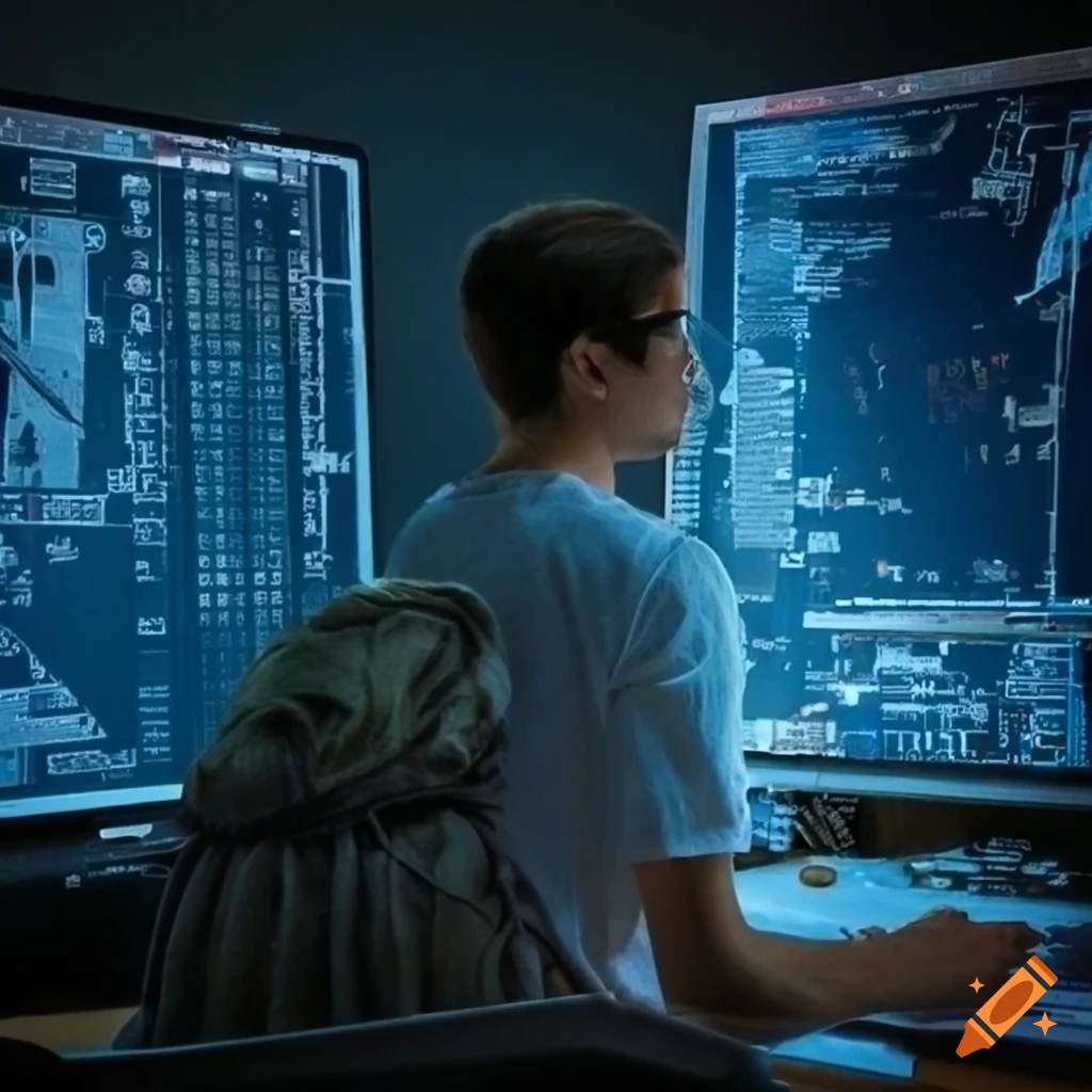 Programmer drawing a diagram on Craiyon