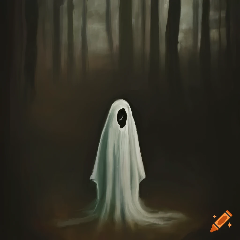 vintage painting of a ghost in a field