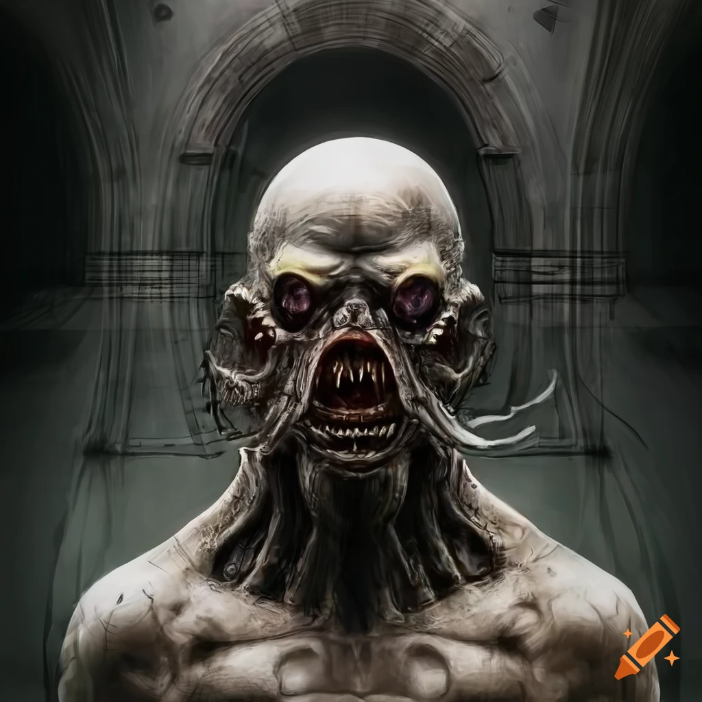 hyperdetailed artwork of a cosmic horror killer