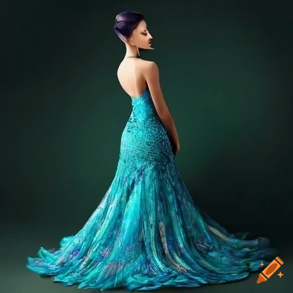 peacock-inspired dress