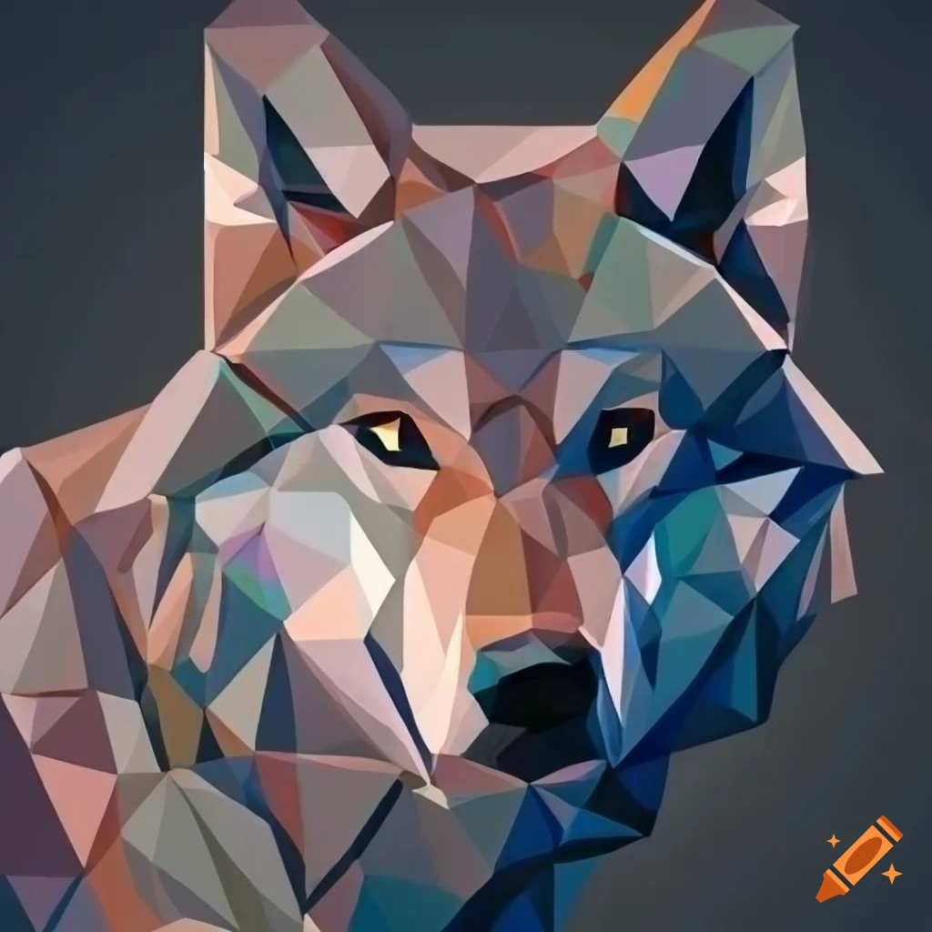 polygonal representation of a wolf