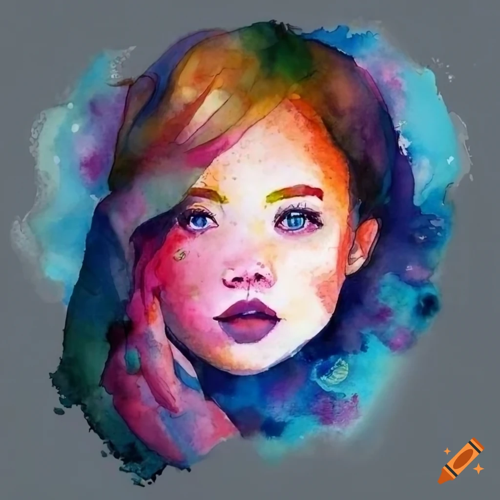 watercolor illustration of a girl