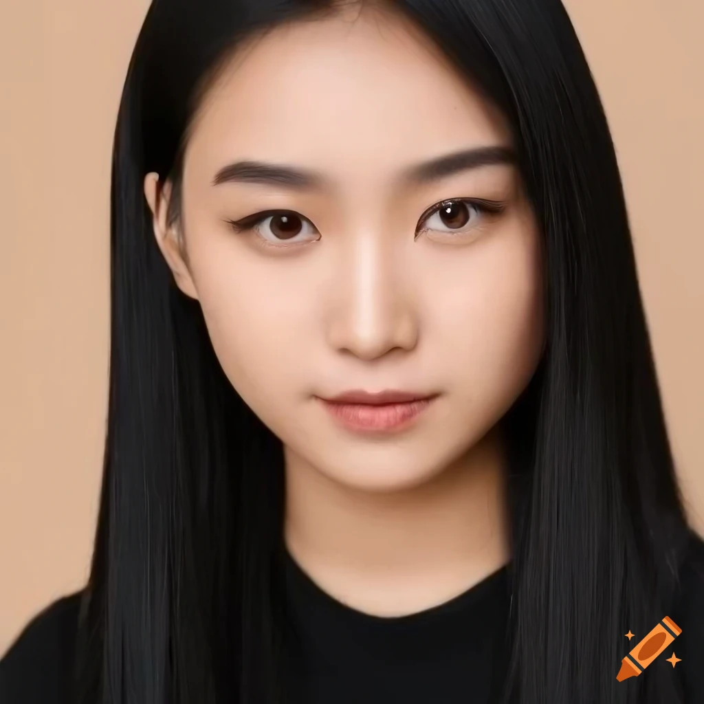 Portrait of a young Asian woman with black hair and brown eyes on Craiyon
