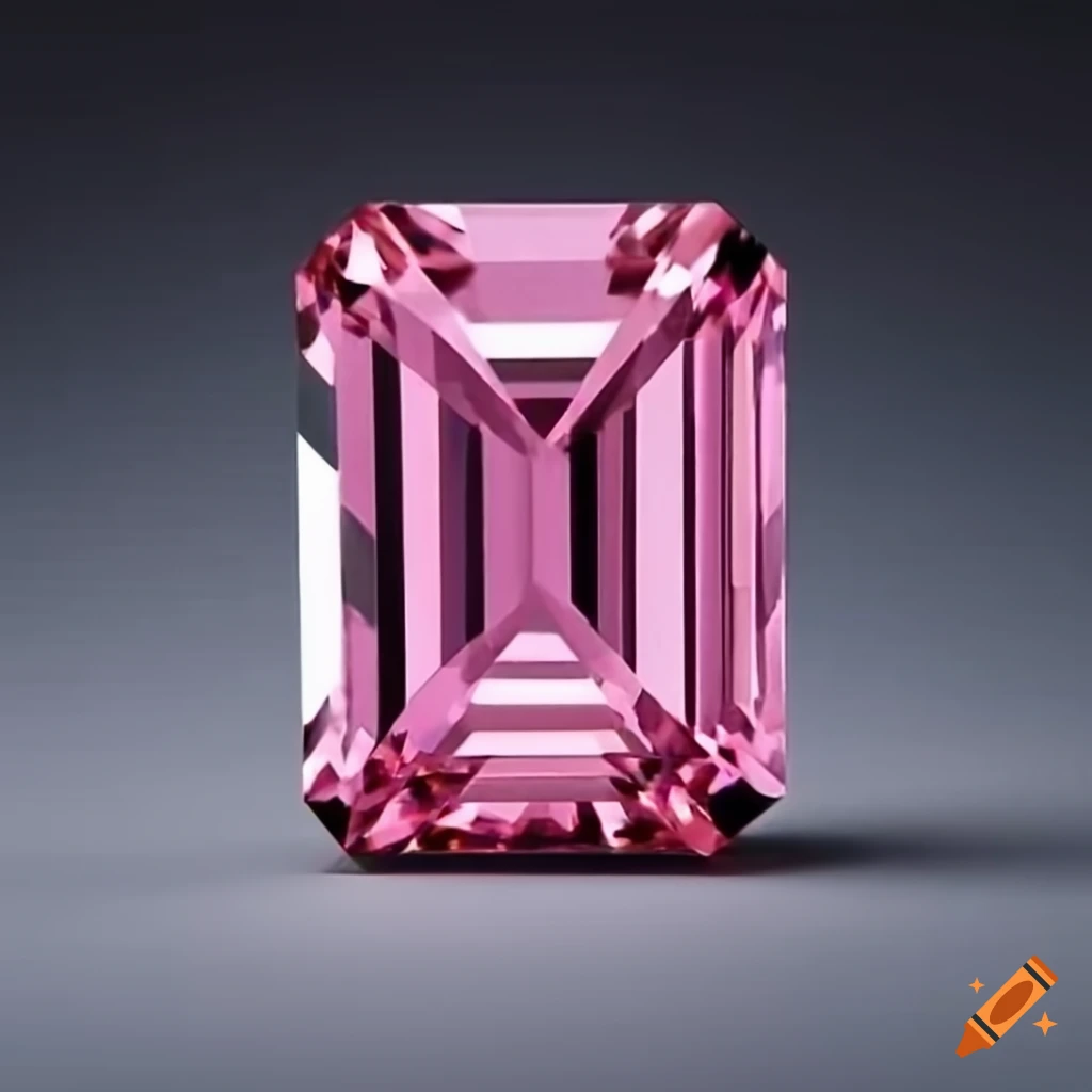 Pink emerald cut diamond ring with small diamond accents