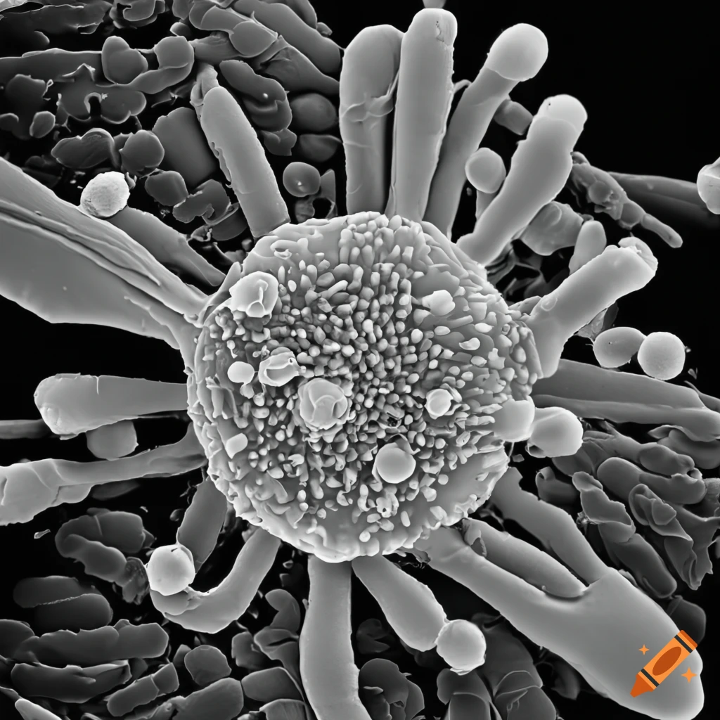 black and white microscopic image of flower pollen