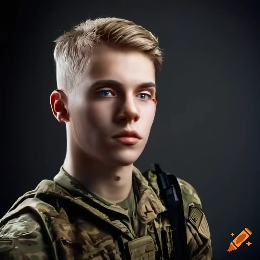 Portrait of a young man in military uniform on Craiyon