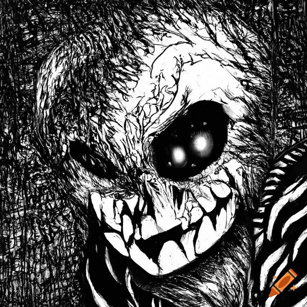 black and white manga art of Horrortale character