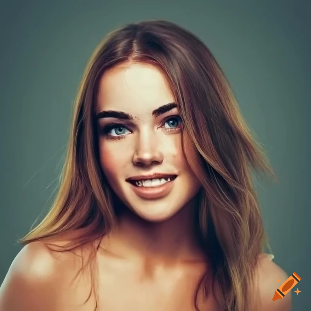 portrait of a beautiful freckled woman with brown hair