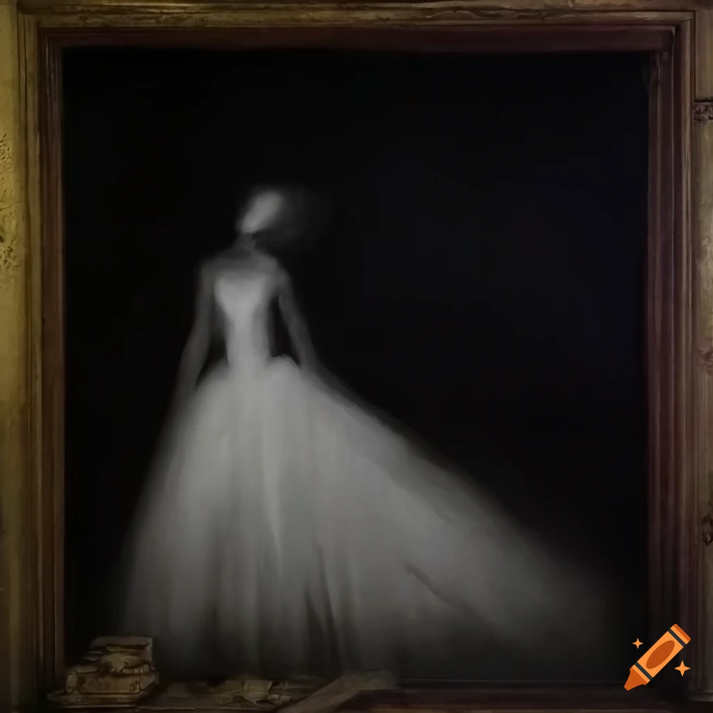 oil painting of a ghostly dancer in an abandoned theater