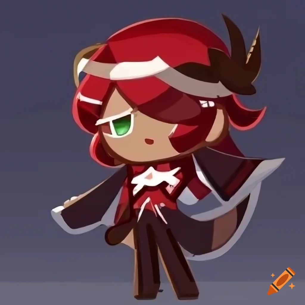 Red and brown cookie run character with bangs