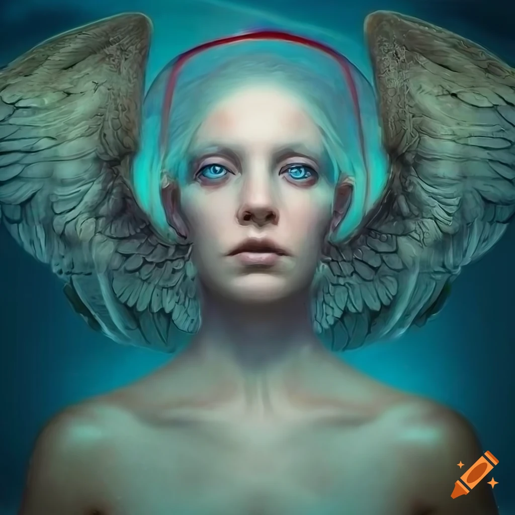photorealistic aquatic angel with wings