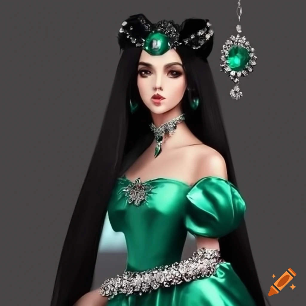 image of a princess in a long green dress