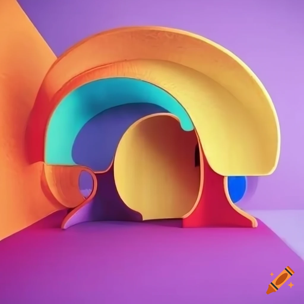 surrealist playground with vibrant colors