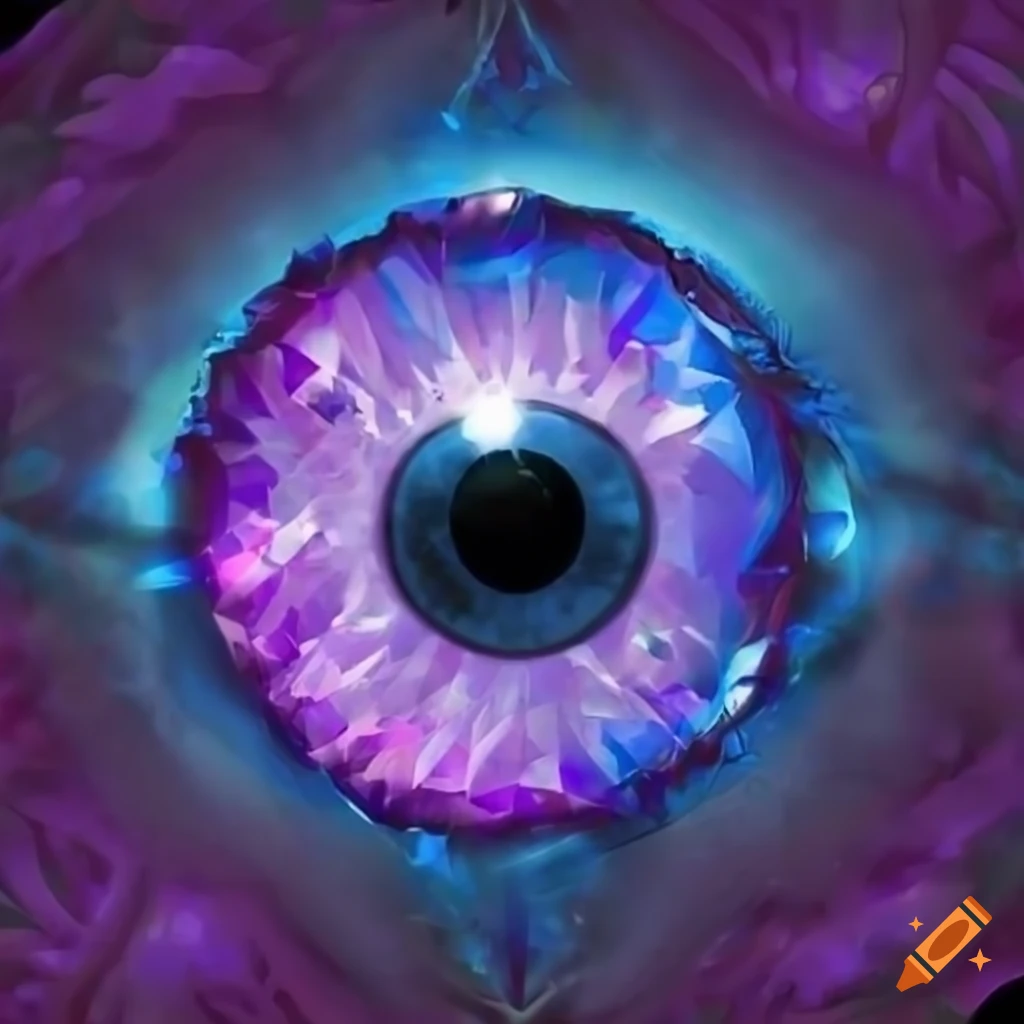 Animestyle texture of blue and purple crystal eye on Craiyon
