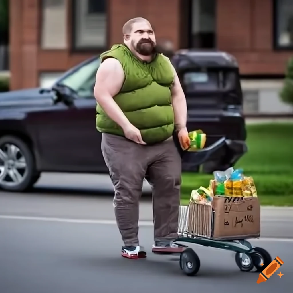 man with goatee taking groceries to his car