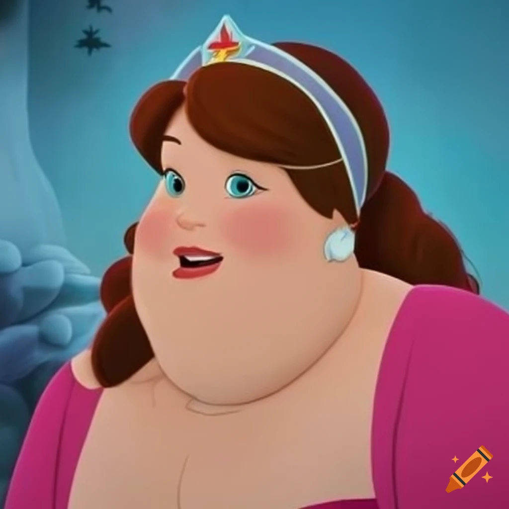 cartoon illustration of a happy and big princess