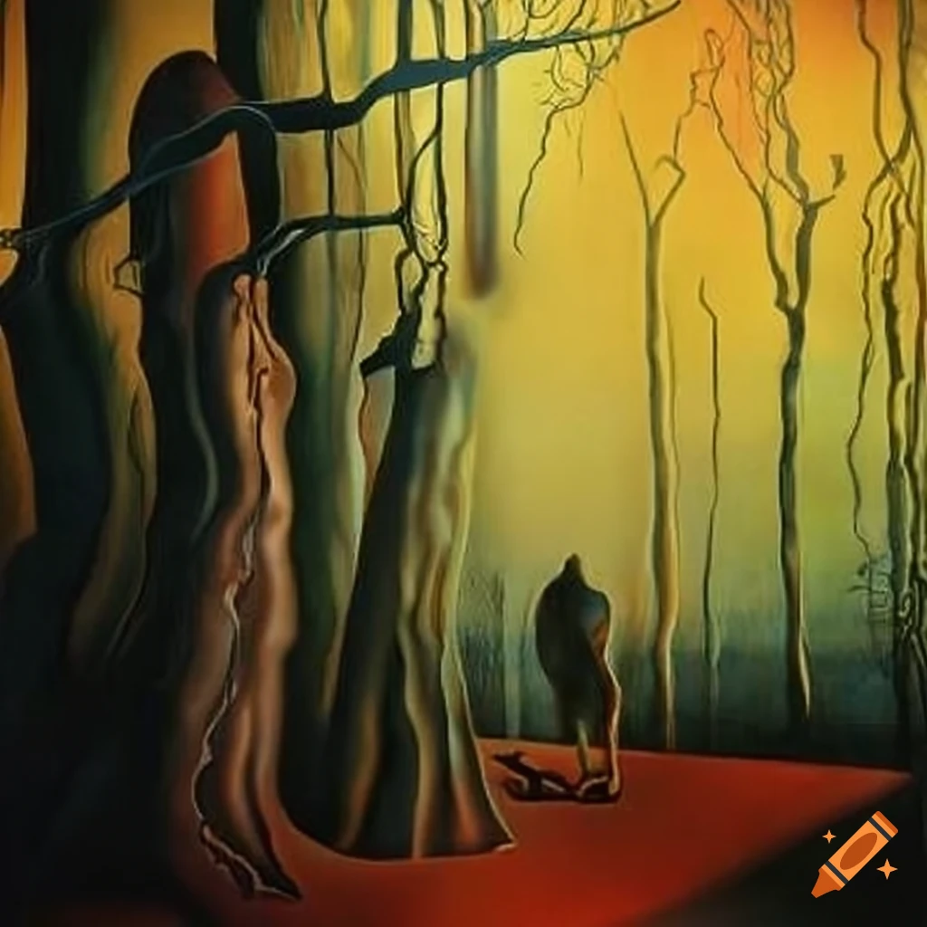 painting by Salvador Dali of a forest