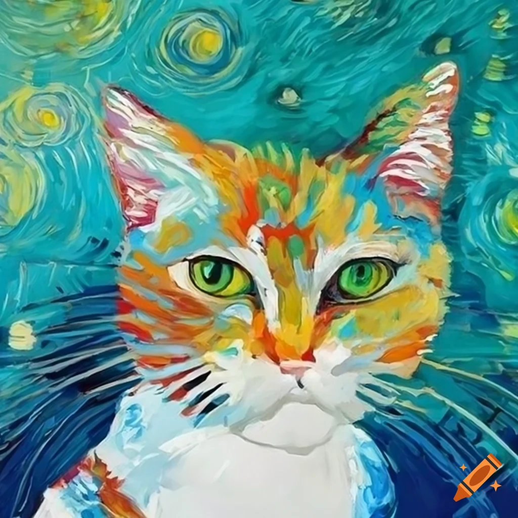 Abstract cat face painting with vibrant colors on Craiyon