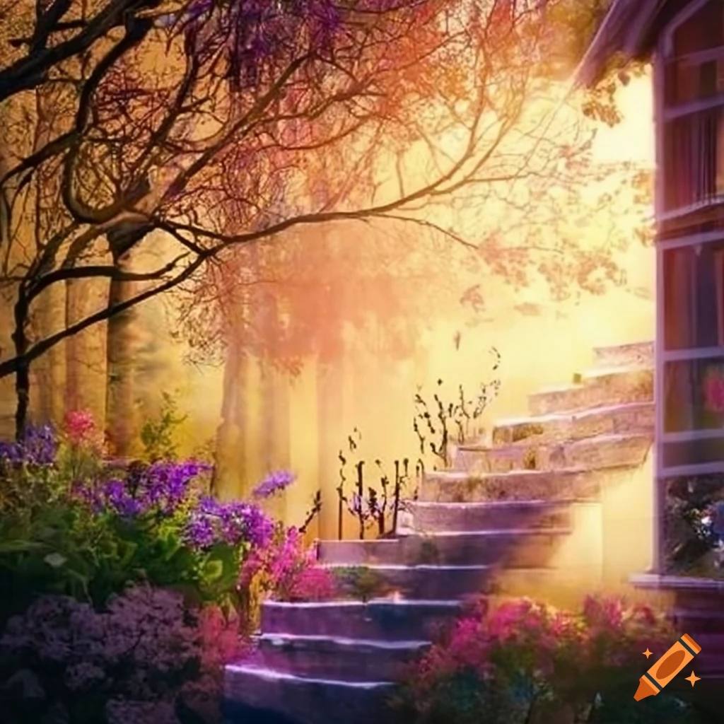 dawn view of a garden house with crystal windows