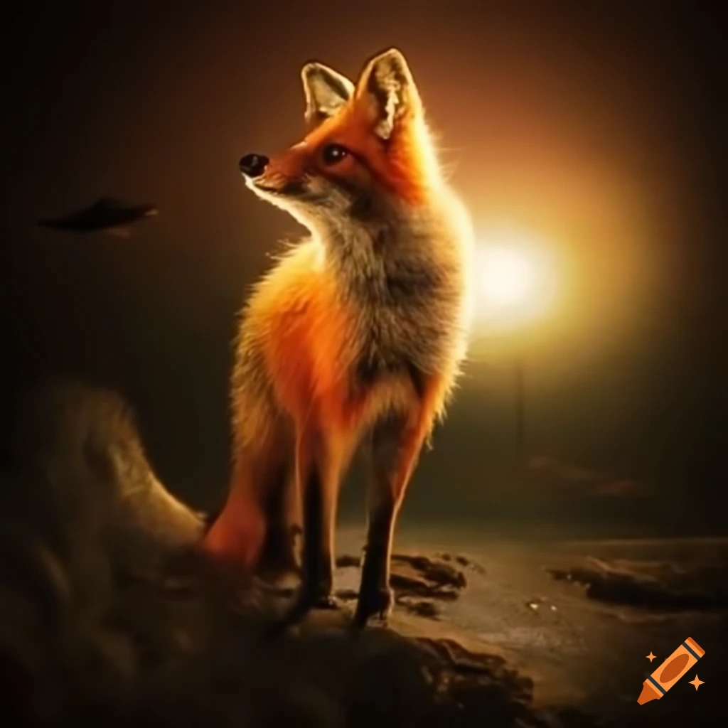 image of a fox surrounded by light