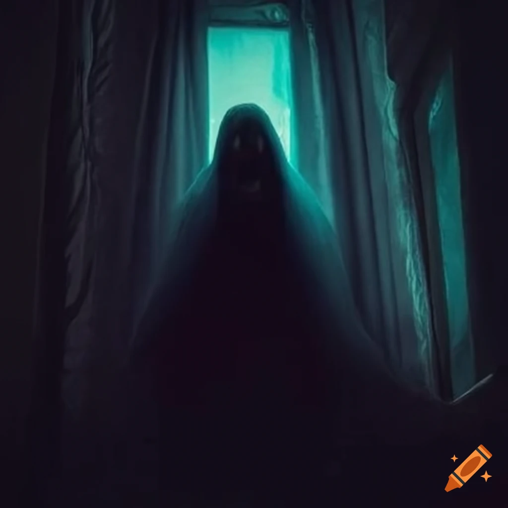 vintage picture of a ghost in a sleeping room