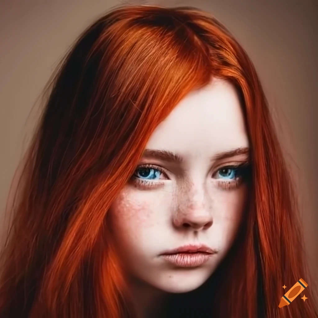 Image of a young woman with red hair and freckles on Craiyon