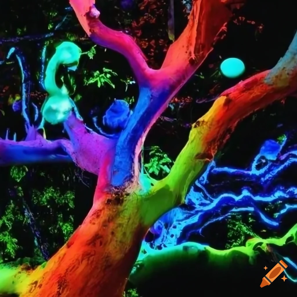 Vibrant neon-colored trees on Craiyon