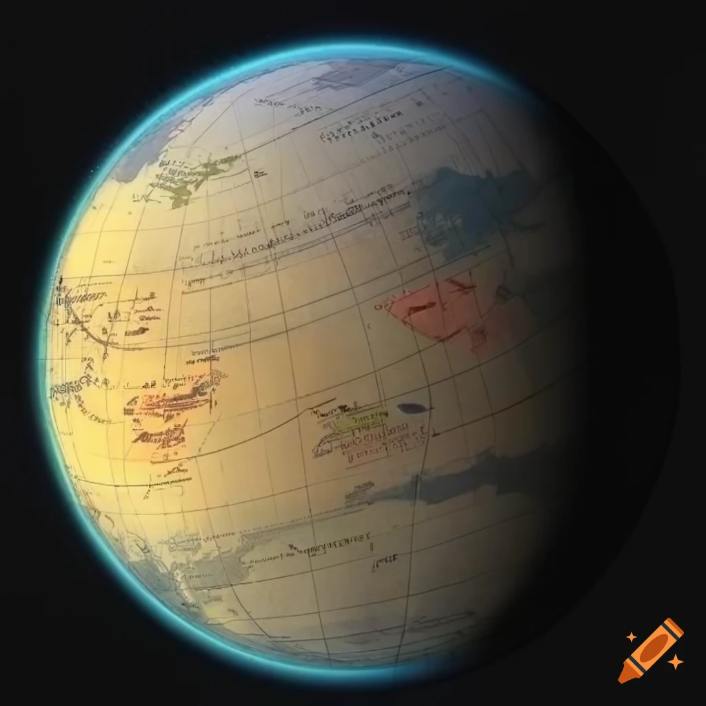 artistic depiction of a fictional world in the constellation of Aquila
