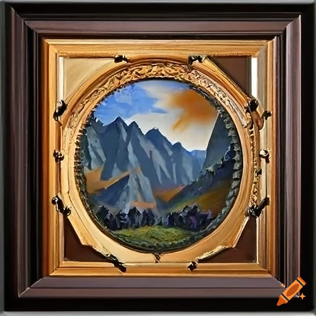 High-definition sapphire gemstone carving with mountain valley motif on ...