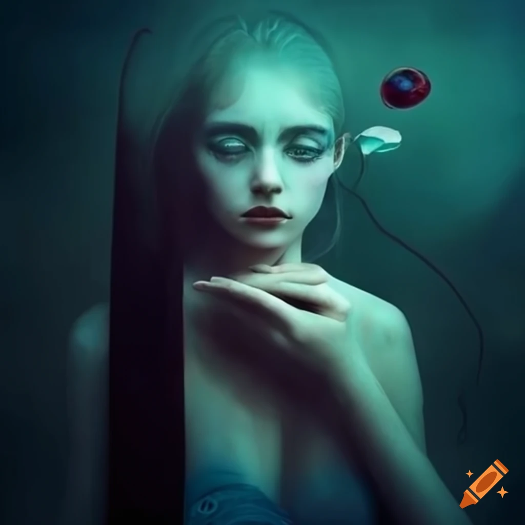 surreal image of a model in a framed world