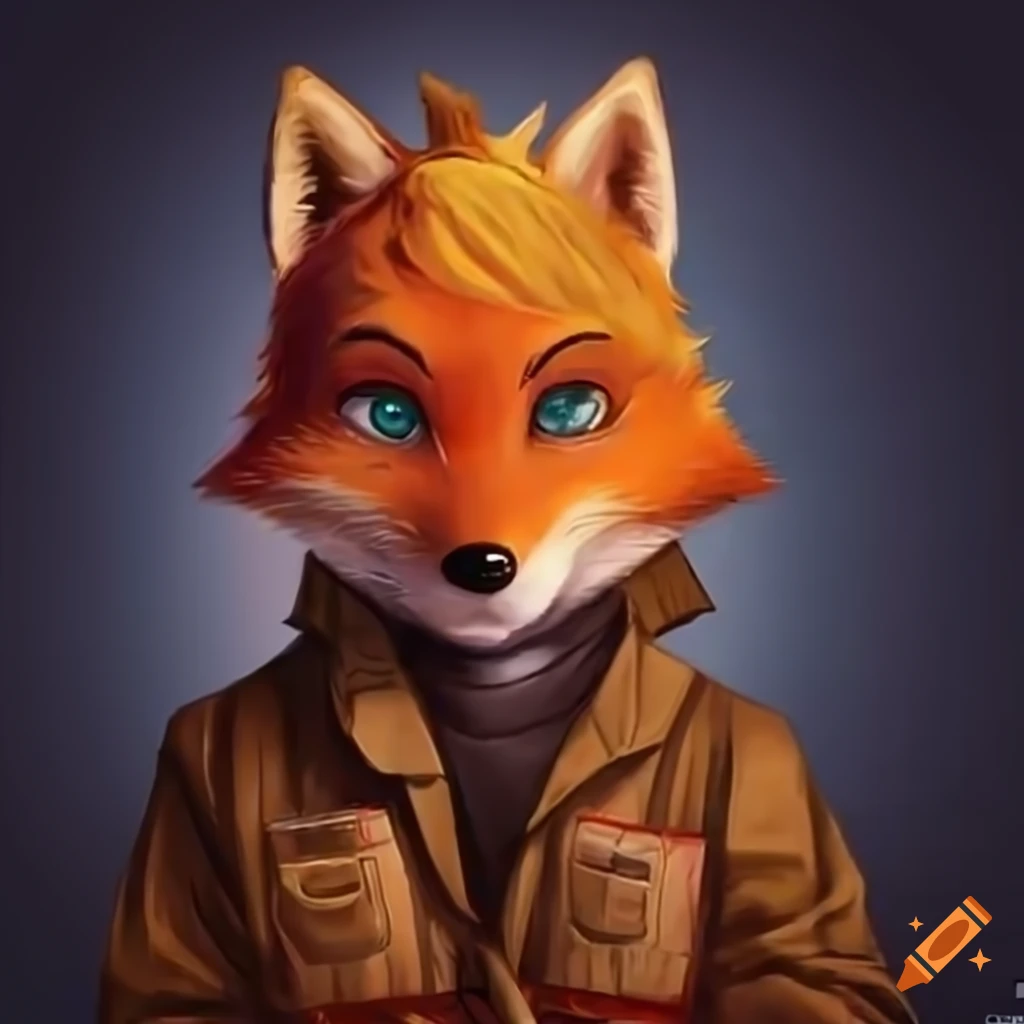 Charismatic fox character in a pilot suit on Craiyon